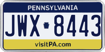 PA license plate JWX8443
