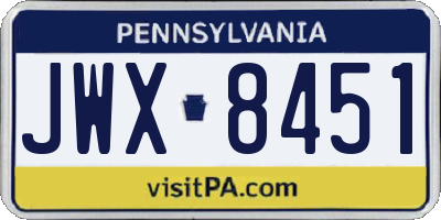 PA license plate JWX8451