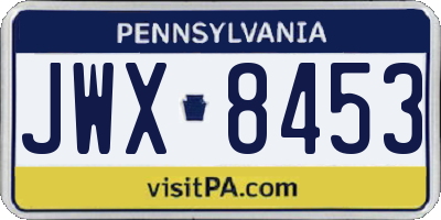 PA license plate JWX8453