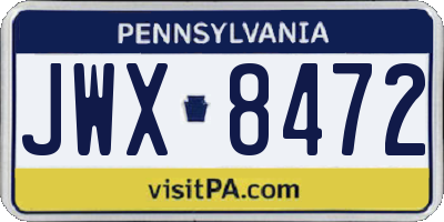 PA license plate JWX8472