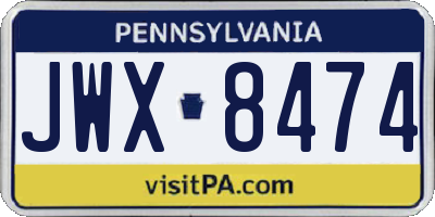 PA license plate JWX8474