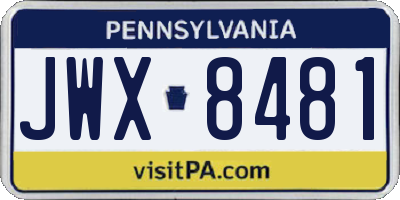 PA license plate JWX8481