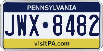 PA license plate JWX8482