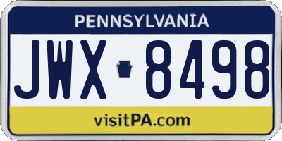PA license plate JWX8498