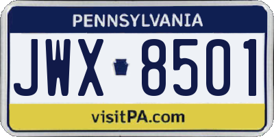 PA license plate JWX8501
