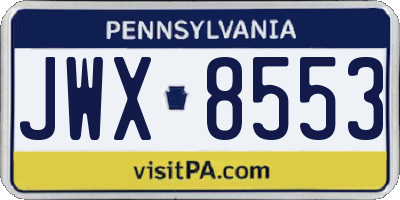 PA license plate JWX8553