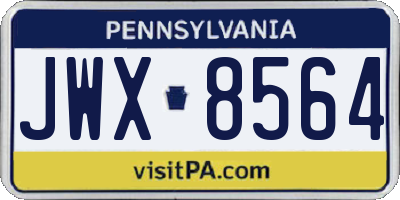 PA license plate JWX8564