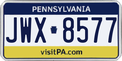 PA license plate JWX8577