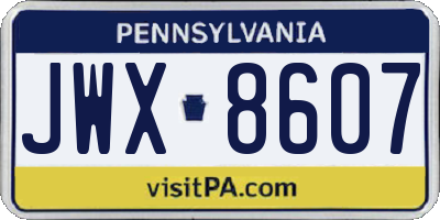 PA license plate JWX8607