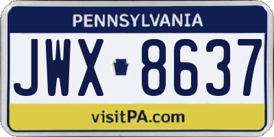 PA license plate JWX8637