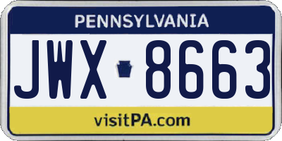 PA license plate JWX8663