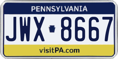 PA license plate JWX8667