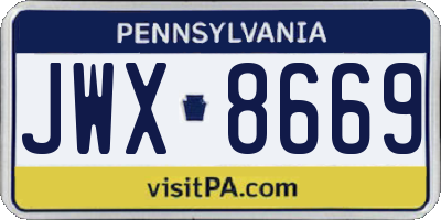 PA license plate JWX8669