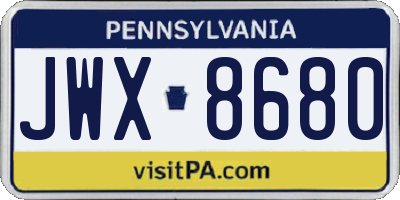 PA license plate JWX8680