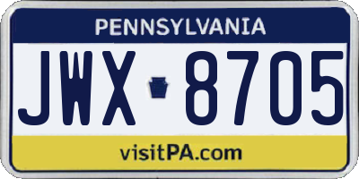 PA license plate JWX8705