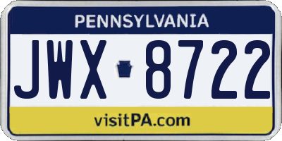 PA license plate JWX8722