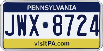 PA license plate JWX8724