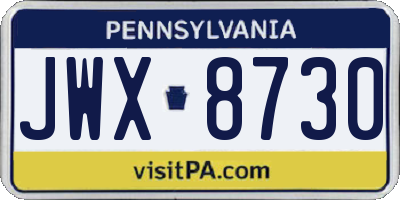 PA license plate JWX8730