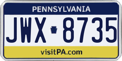 PA license plate JWX8735