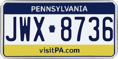 PA license plate JWX8736