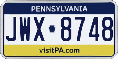 PA license plate JWX8748
