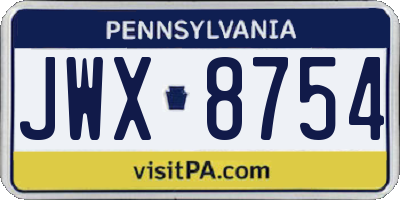 PA license plate JWX8754