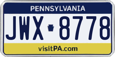 PA license plate JWX8778