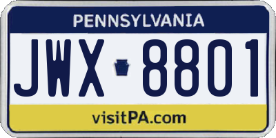 PA license plate JWX8801