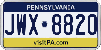 PA license plate JWX8820