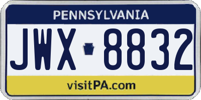 PA license plate JWX8832