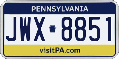 PA license plate JWX8851