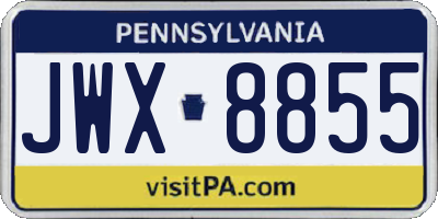 PA license plate JWX8855