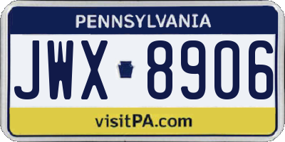 PA license plate JWX8906