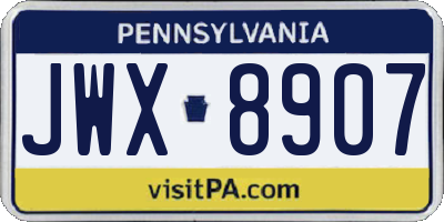 PA license plate JWX8907