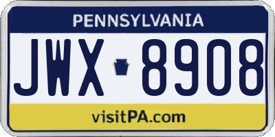 PA license plate JWX8908