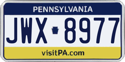 PA license plate JWX8977