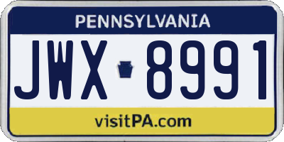 PA license plate JWX8991