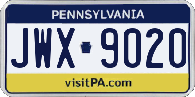 PA license plate JWX9020