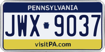 PA license plate JWX9037