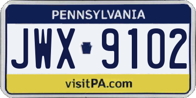 PA license plate JWX9102