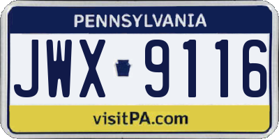 PA license plate JWX9116