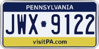 PA license plate JWX9122