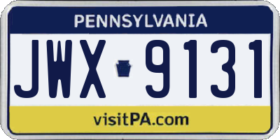 PA license plate JWX9131