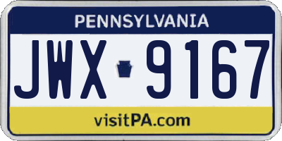 PA license plate JWX9167