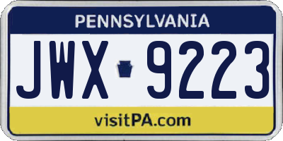 PA license plate JWX9223