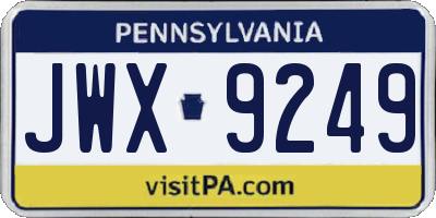 PA license plate JWX9249
