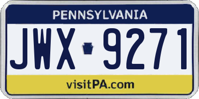 PA license plate JWX9271