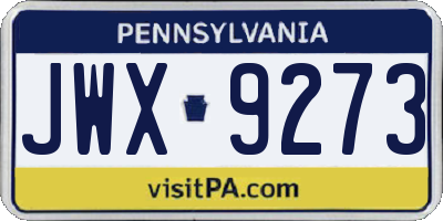PA license plate JWX9273