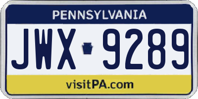 PA license plate JWX9289