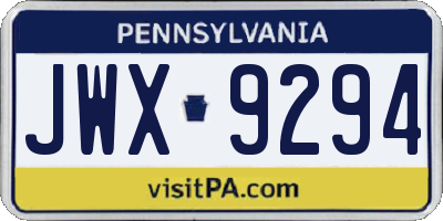 PA license plate JWX9294